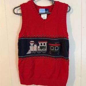 Good Lad Boys Red Sweater Vest with Trains Size 6